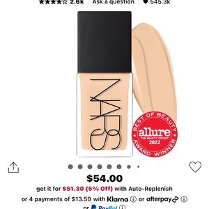 NARS Radiant Longwear Foundation - Beige Shade 4.5 Vienna